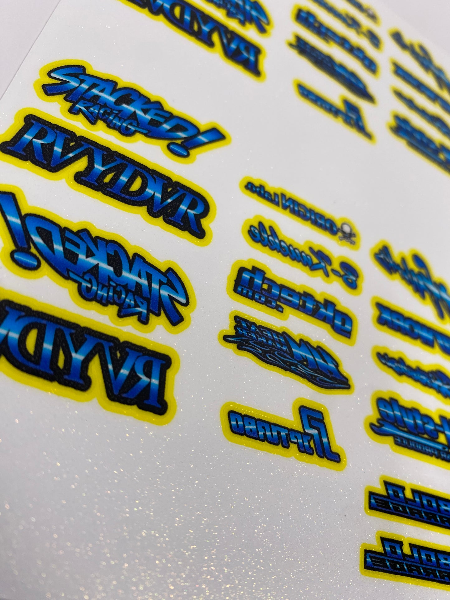 Blue burst logo sticker sheet set