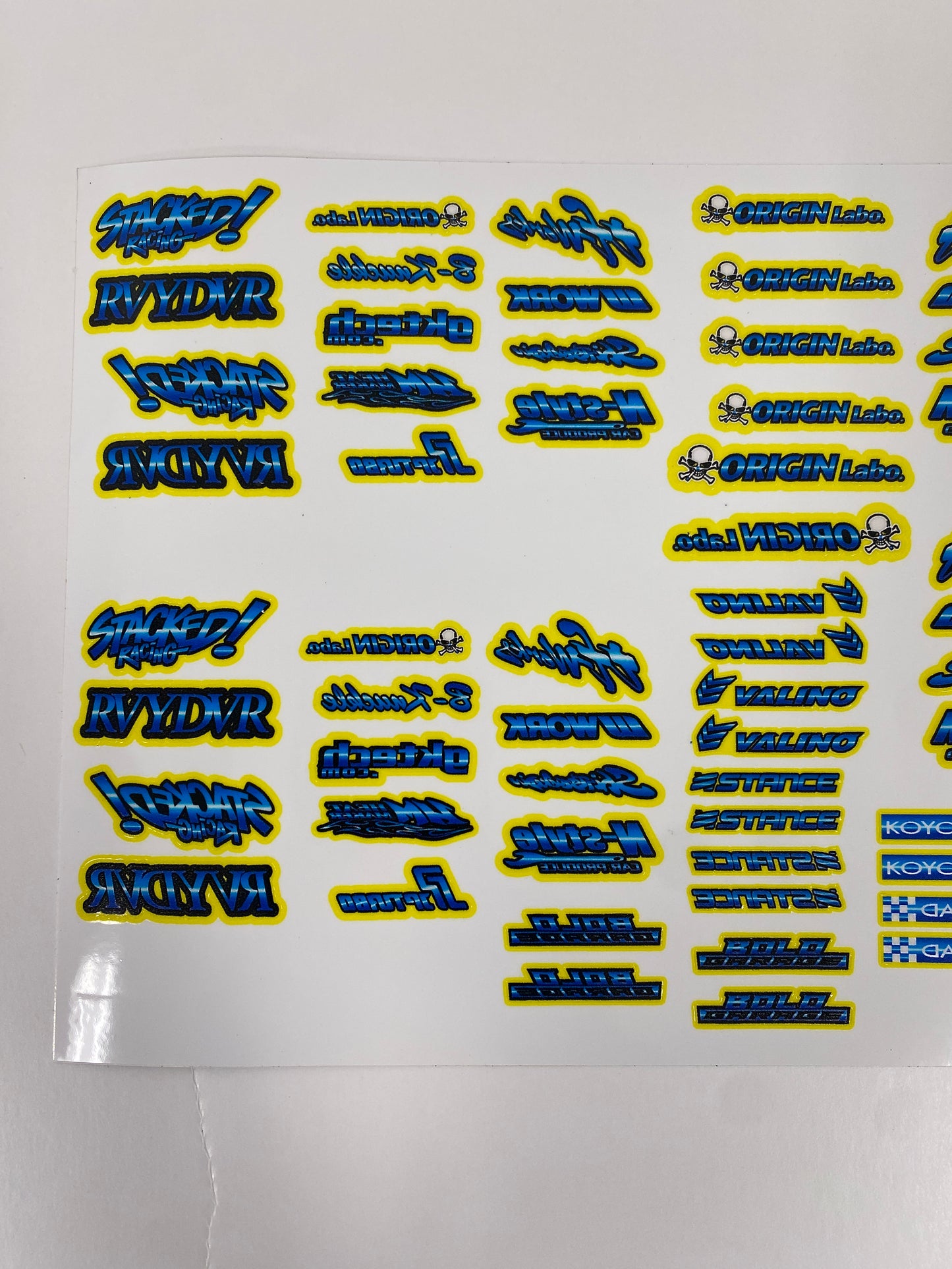 Blue burst logo sticker sheet set