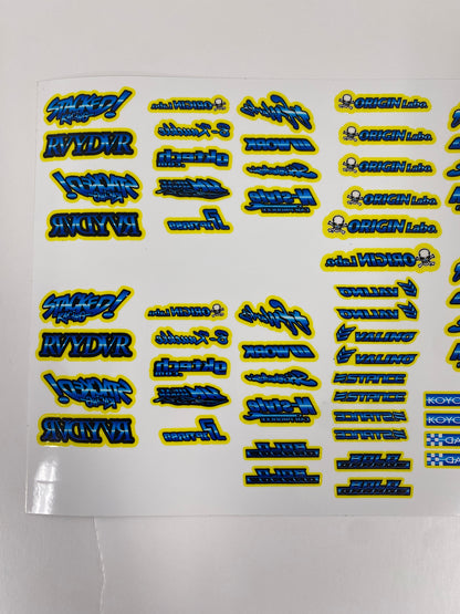 Blue burst logo sticker sheet set