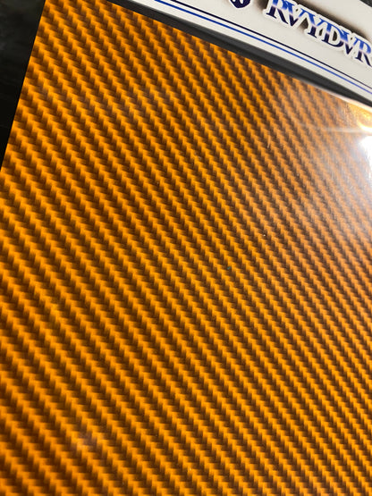 Colored carbon fiber hood graphic