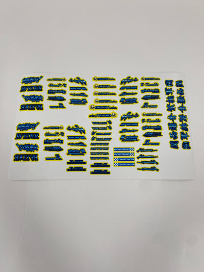Blue burst logo sticker sheet set
