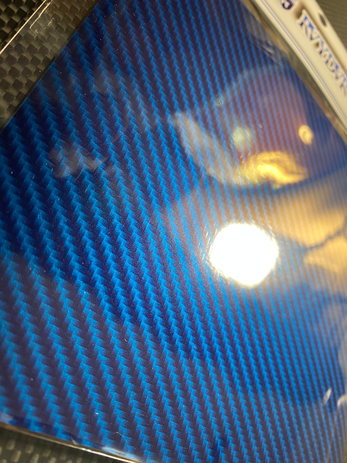 Colored carbon fiber hood graphic