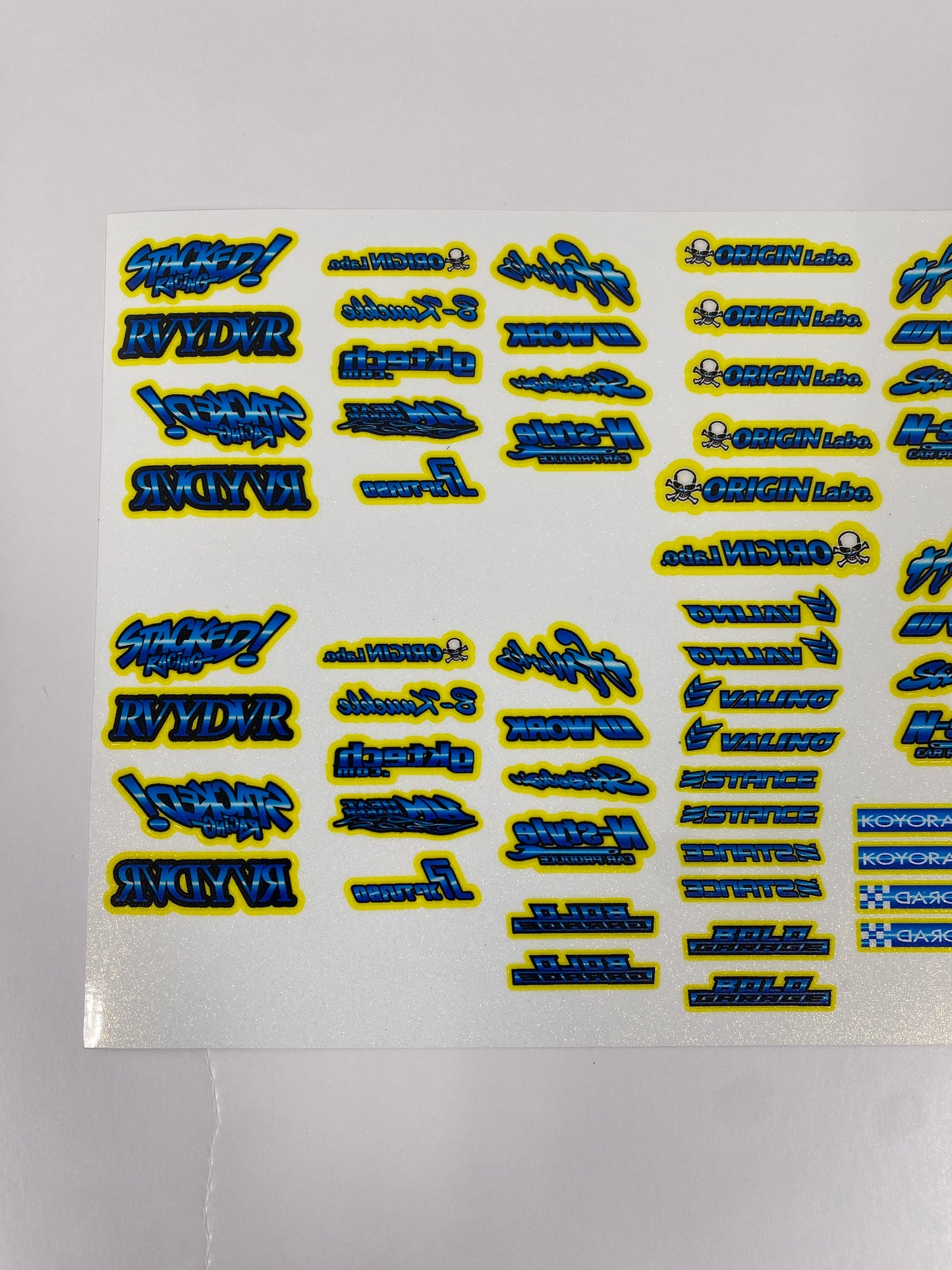 Blue burst logo sticker sheet set
