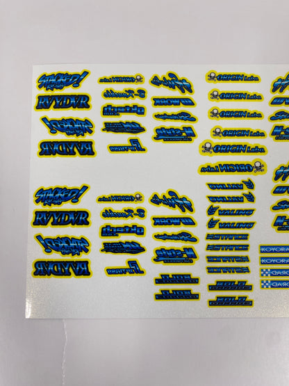 Blue burst logo sticker sheet set